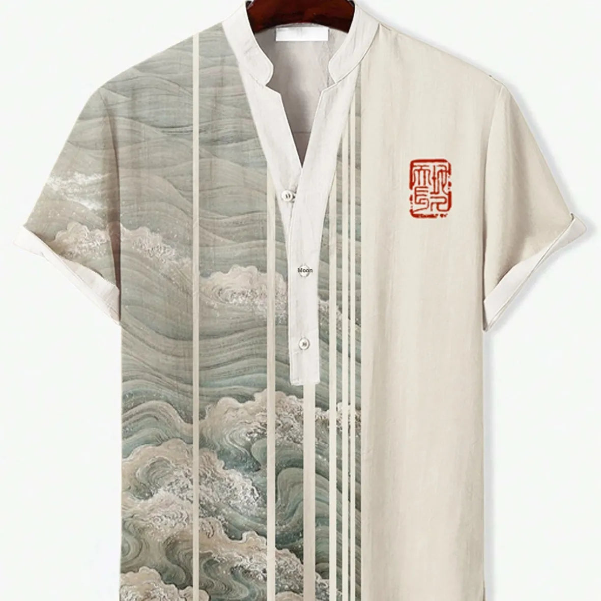 Men's short sleeve shirt with a detailed 3D digital animal graphic print on the front.