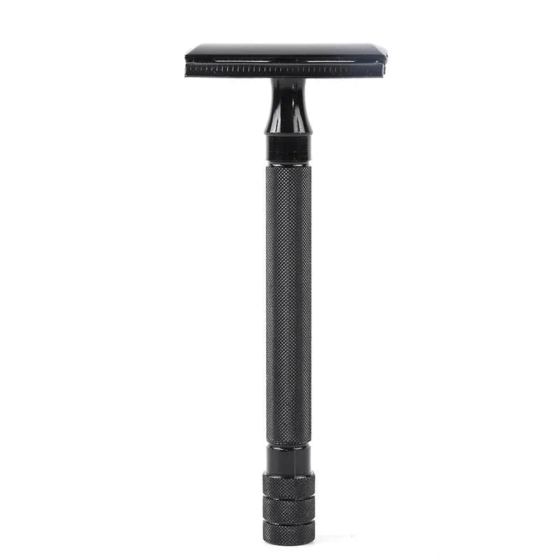 Traditional manual pogonotomy metal scraper with natural bristle beard brush grooming set