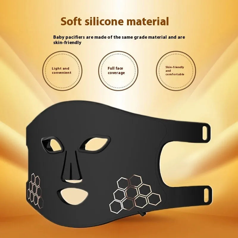 Black LED photon mask for facial and neck light therapy treatment with four-colour system