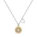 Women's sunflower necklace in 925 silver with geometric daisy pendant on adjustable chain