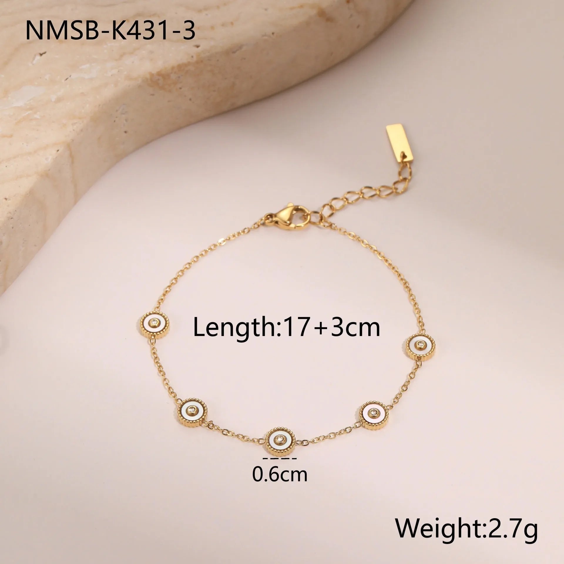 Women's stainless steel bracelet with 18K gold plating and geometric design