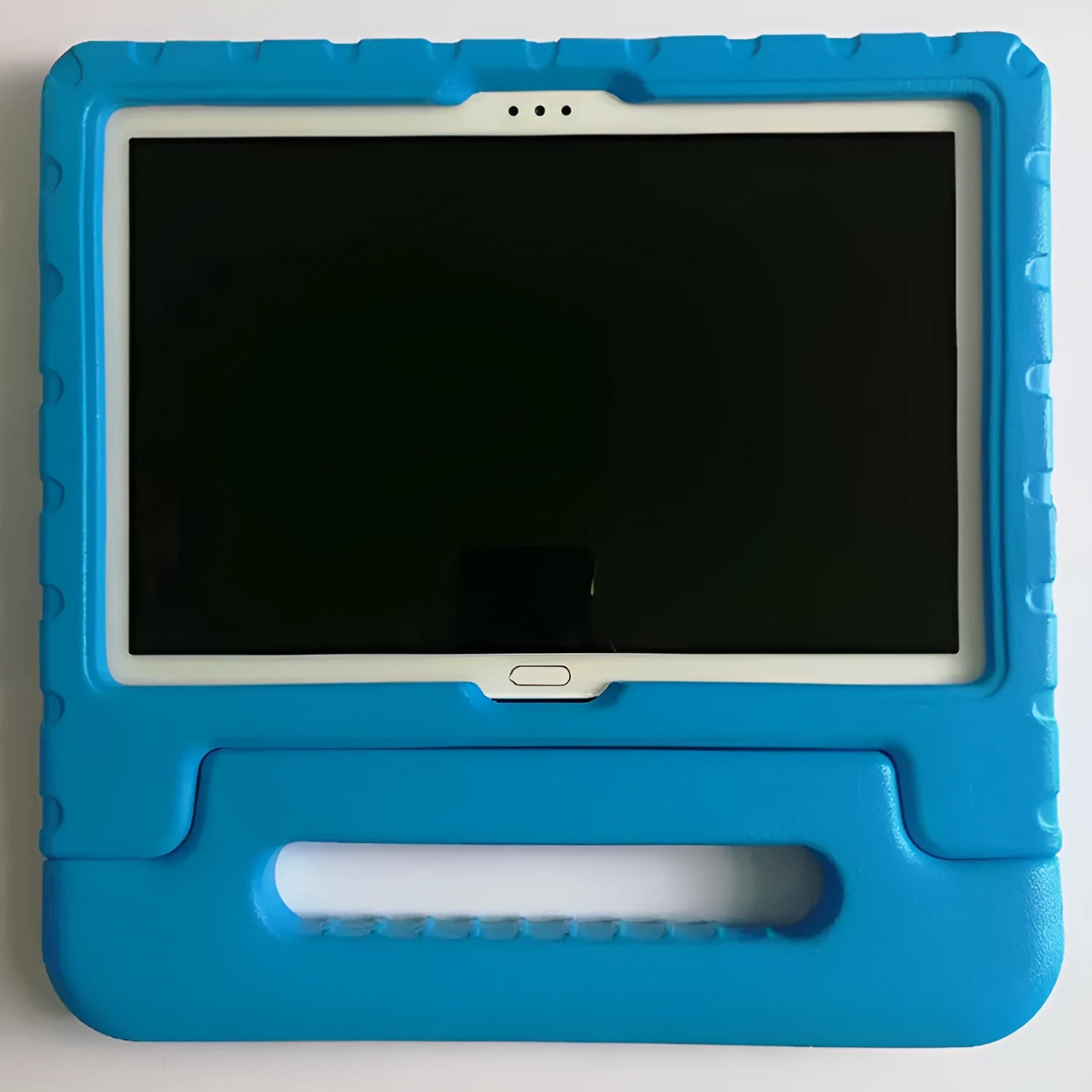 Huawei Enjoy 10.1-inch tablet inside a black EVA foam protective case showing front and back views.