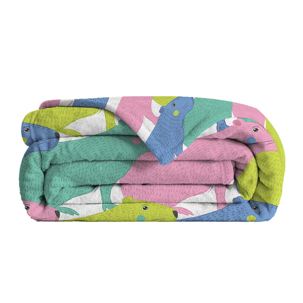Soft flannel cartoon dolphin pet theme blanket in pink, size 130x150cm