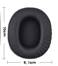 Two black PU leather headphone covers for Sony 1R headphones on a flat surface.