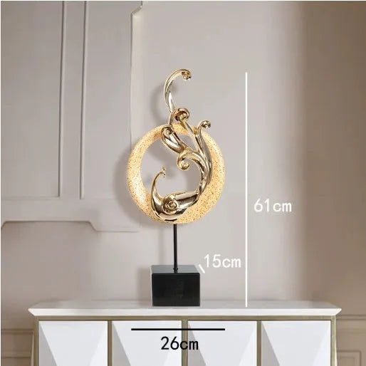 European style synthetic resin phoenix ornament in rose gold, red or silver