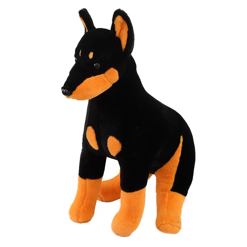 Black Doberman Pinscher plush toy with short plush fabric, small size 40cm