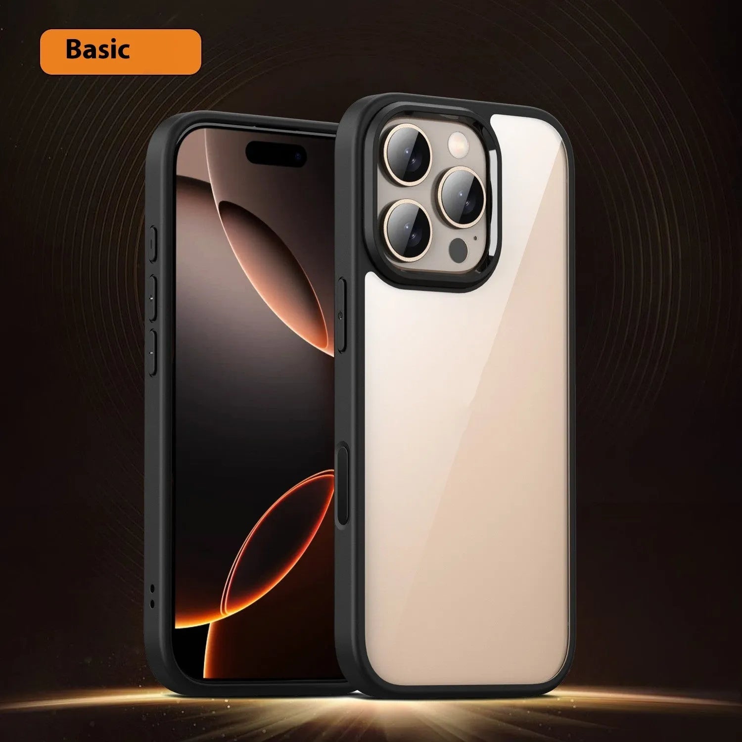 Black transparent magnetic phone case with airbag protection for iPhone 16 models
