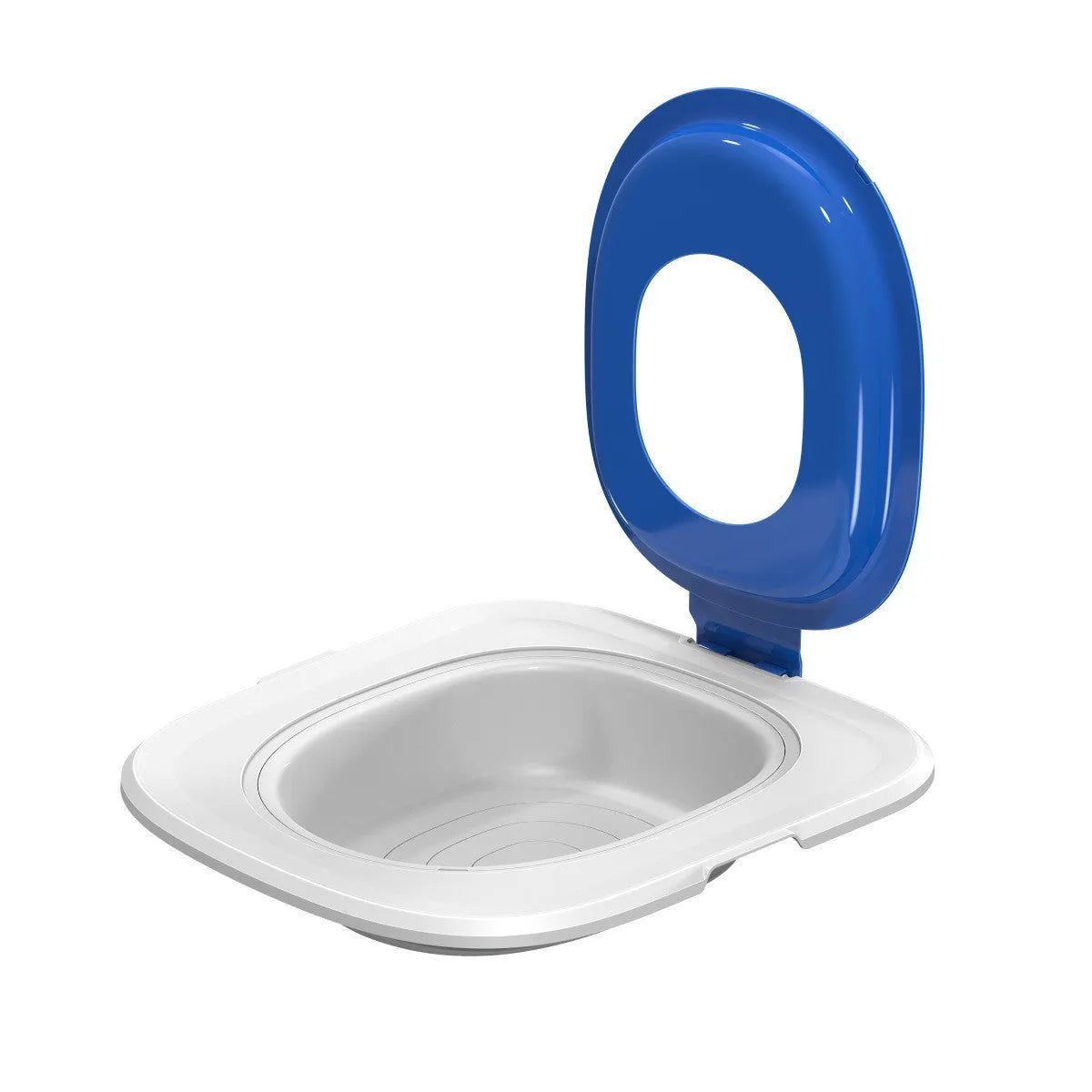 Fifth generation cat toilet trainer mat in ABS plastic, shown in grey, green, and blue colour options.