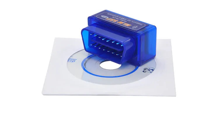 Mini Bluetooth OBD2 automotive diagnostic fault code scanner measuring 45x25x65mm