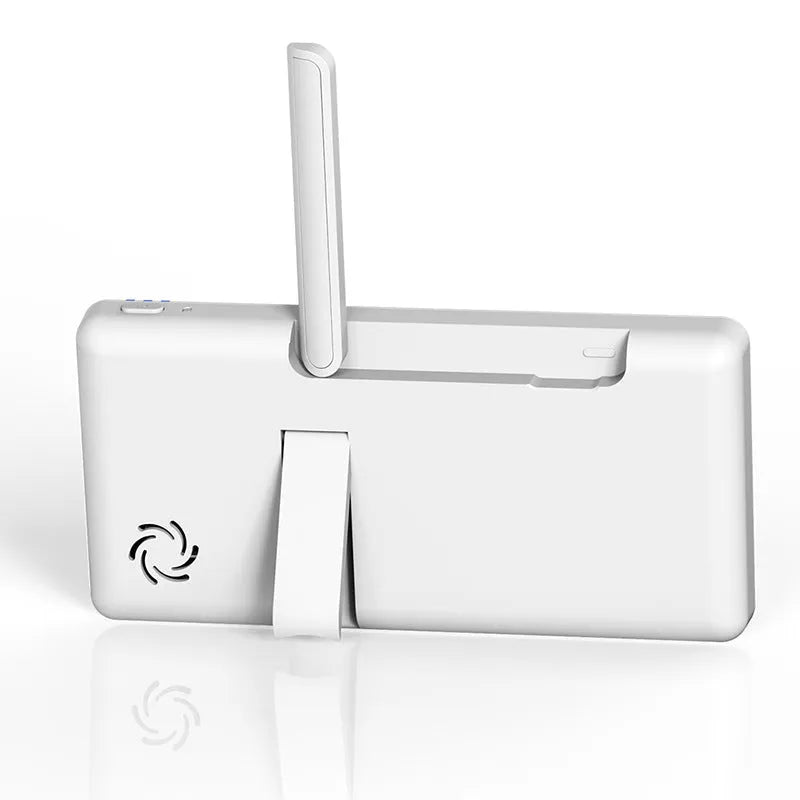 White 5-inch HD wireless baby monitor and camera on a nursery shelf.