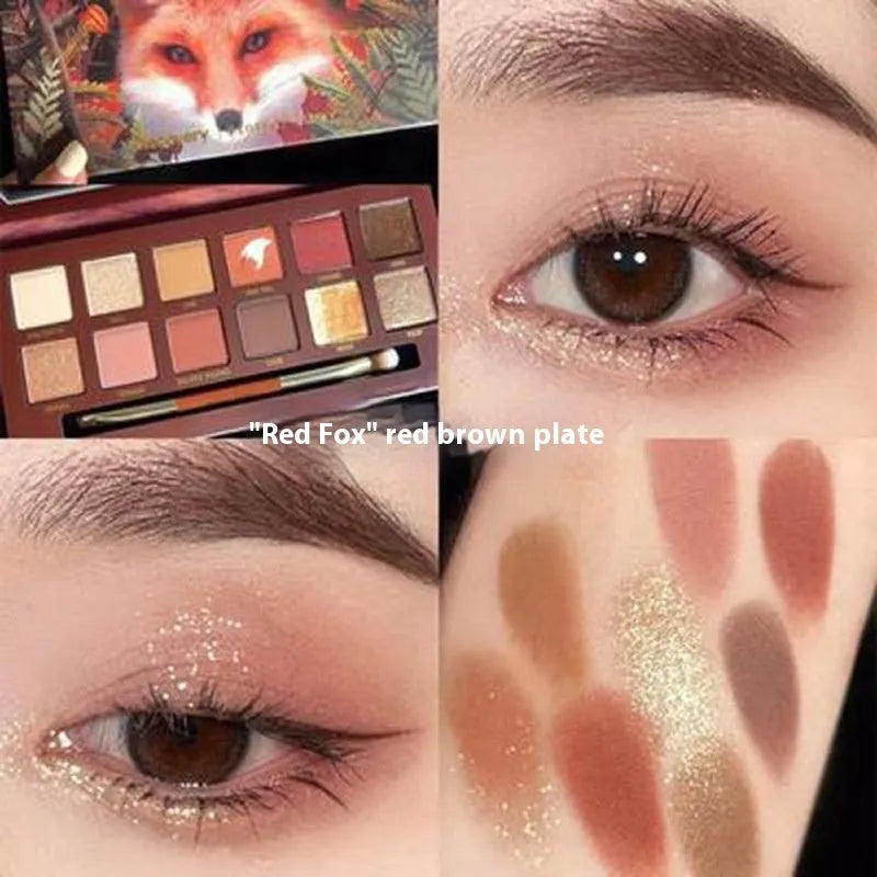 Explorer animal theme eyeshadow palette with twelve colours including matte and shimmer finishes