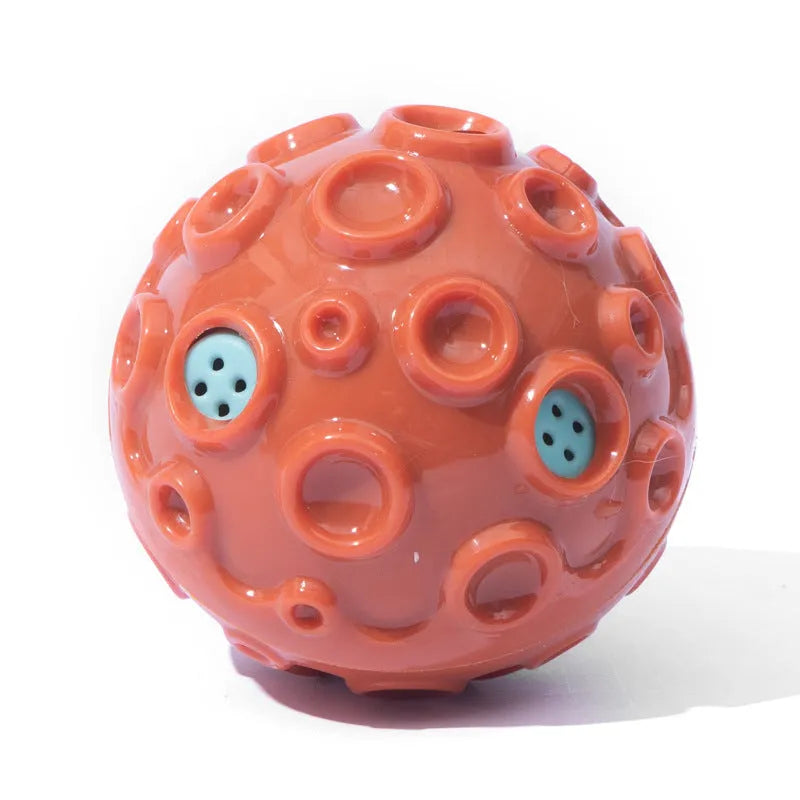 Durable natural rubber dog toy ball with squeaky sound for aggressive chewers in black blue green orange yellow
