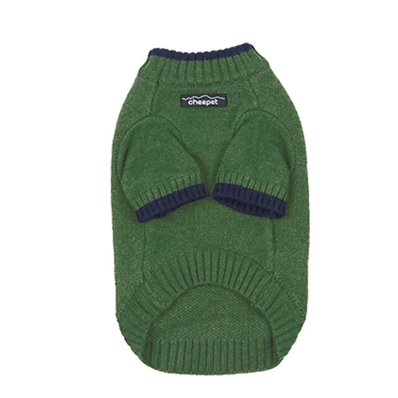 British style pet sweater with contrast colour design on dog model