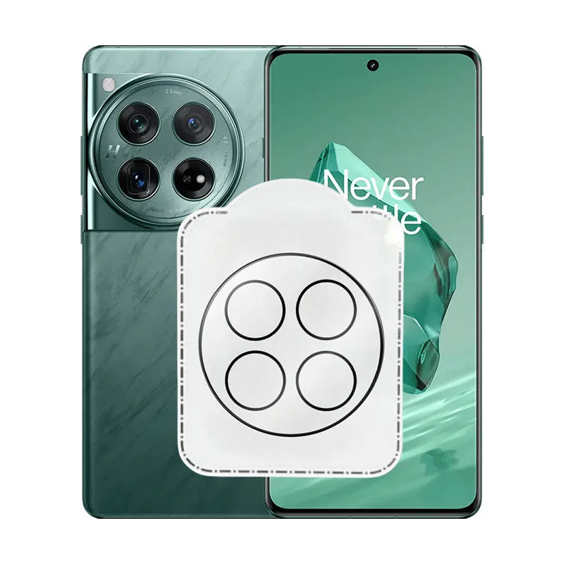 Tempered glass lens protector with black AR ring for OnePlus 12, Find N3, and OnePlus 11 smartphones