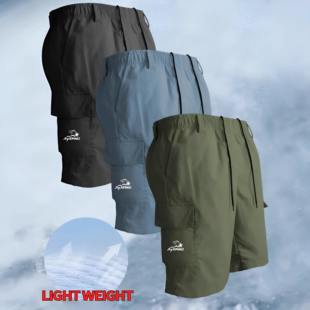 Straight cut casual shorts in polyester with micro elasticity, shown in black colour