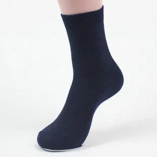 Men's bamboo fibre business socks with small square pattern, shown in colour options including black and navy blue.