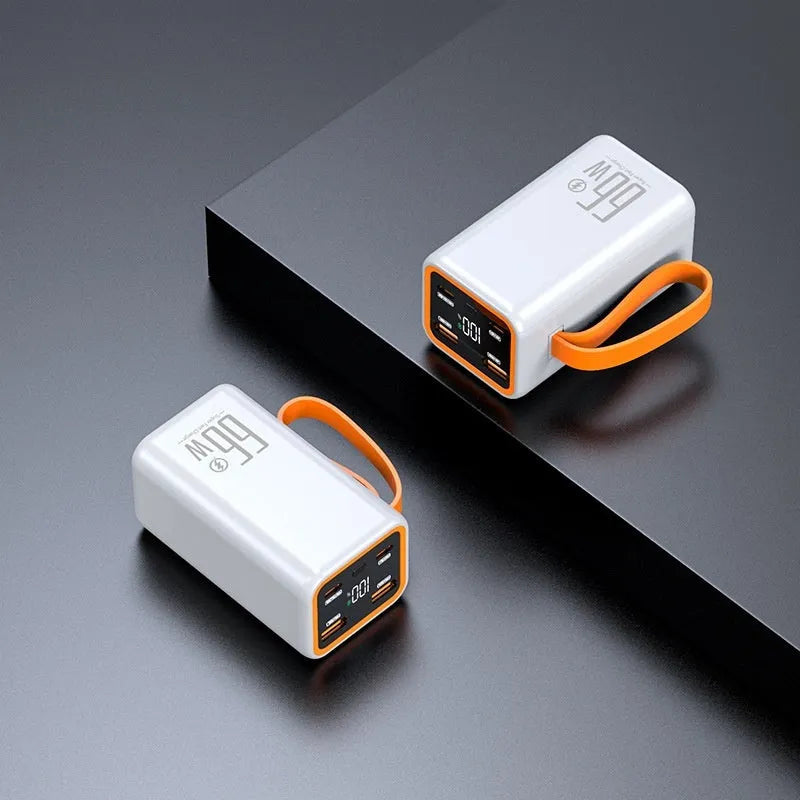 Black and white PD66W fast charge 20000 mAh portable power bank with creative design