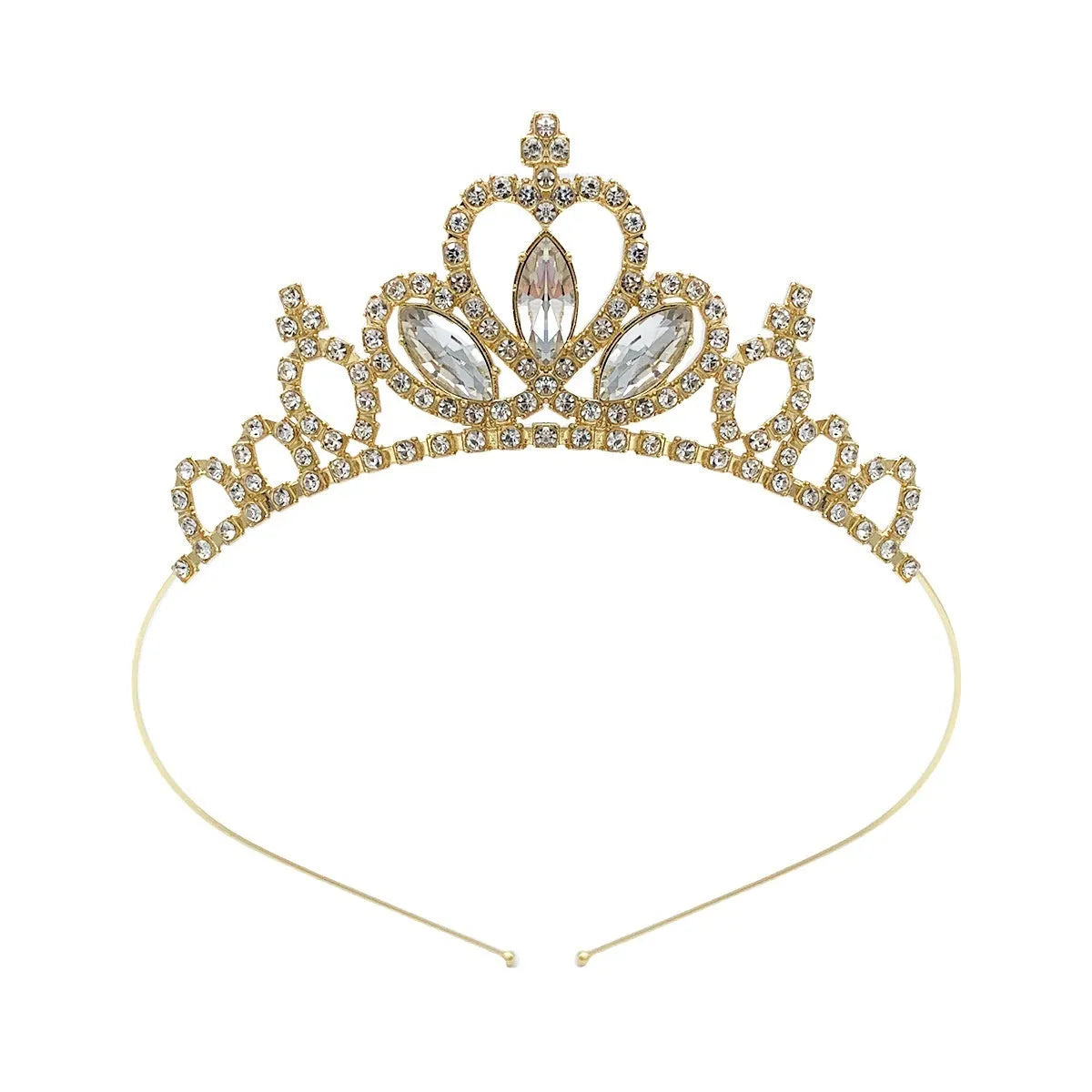 Gold and silver alloy princess crown headdress with coloured gemstones for girls birthday parties