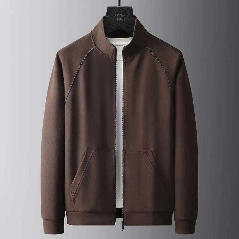 Men's stand collar casual sports suit two-piece set in slim fit with coat and trousers