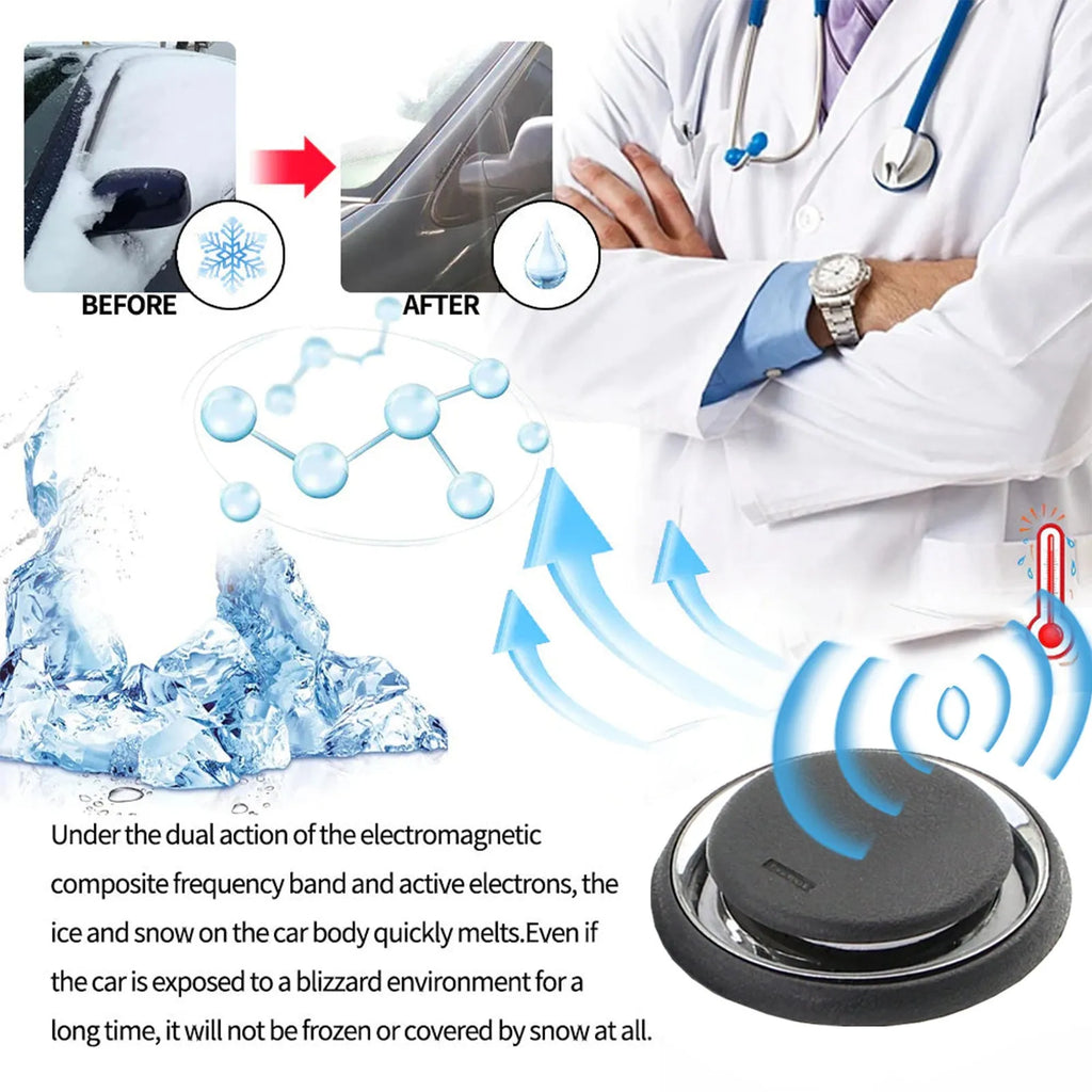 Black portable car de-icing instrument measuring 7.4cm for melting windscreen snow