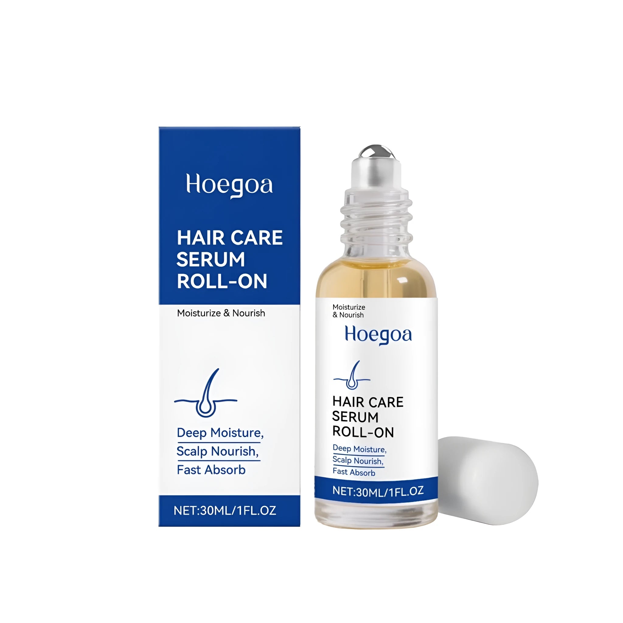 White spherical hair care ball applicator for 30ml of moisturising treatment containing Moroccan nut oil and vitamin E.