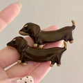 Dachshund dog design hair barrettes with electroplated finish on mixed materials