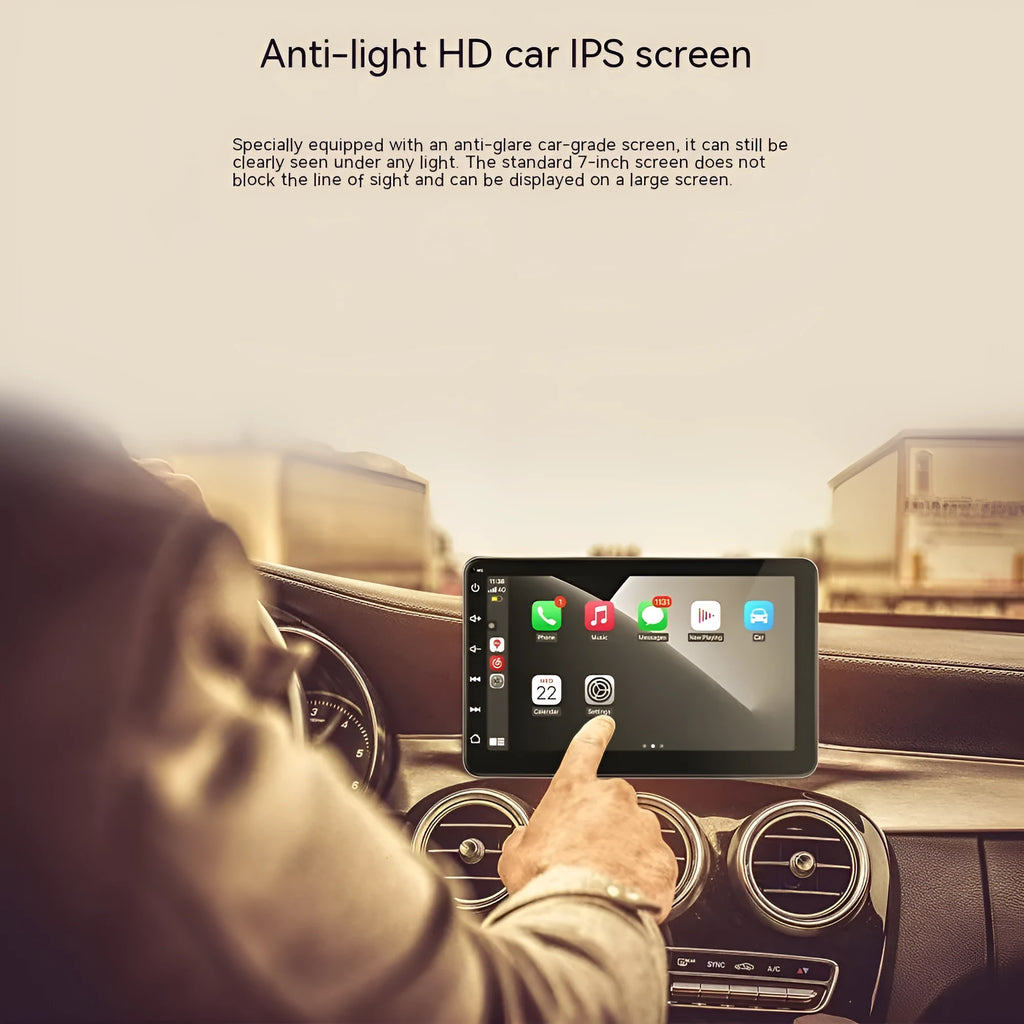 7-inch car GPS navigation unit with wireless CarPlay and reversing camera on universal bracket
