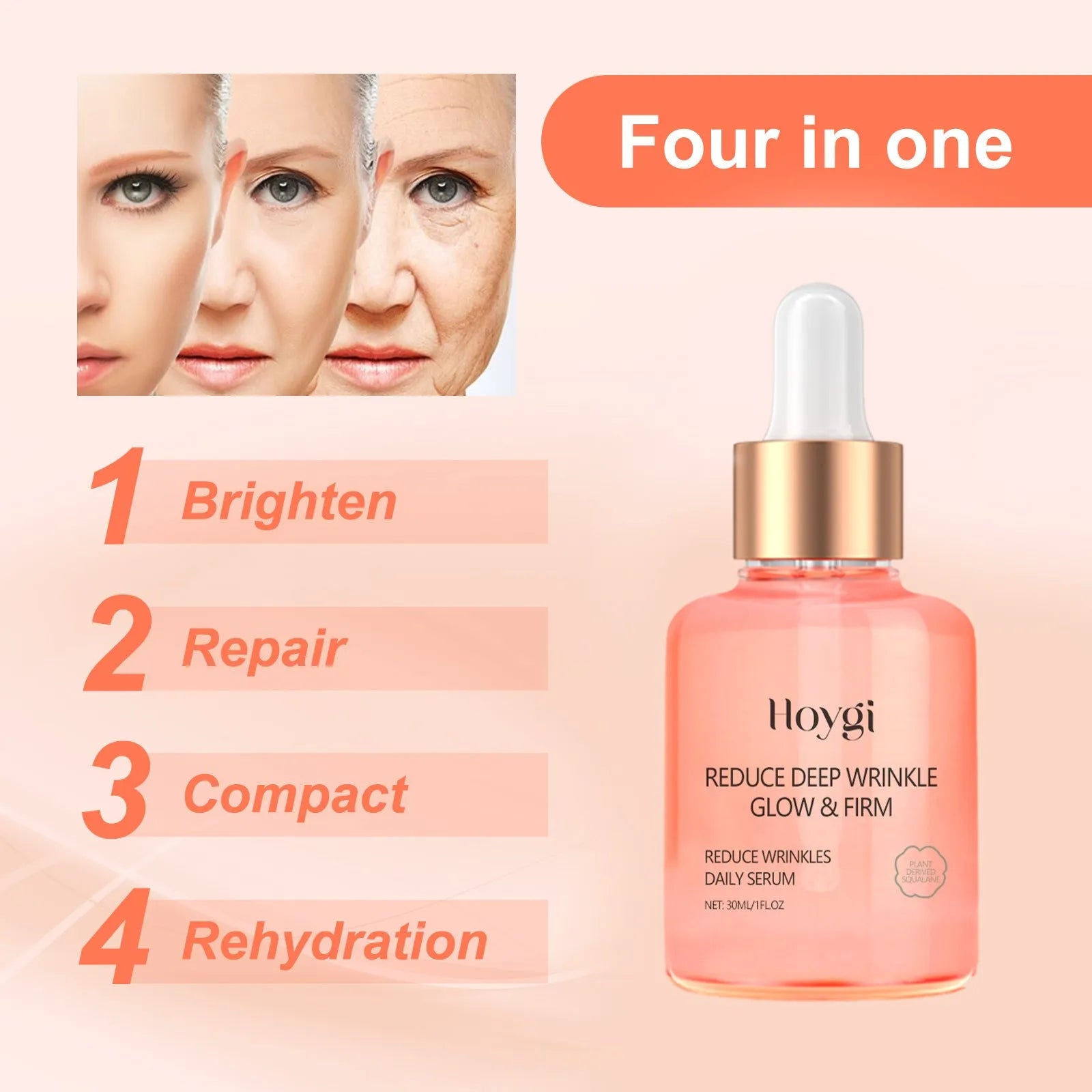 30ml rose essential oil bottle with dropper for facial skincare treatment in compact packaging