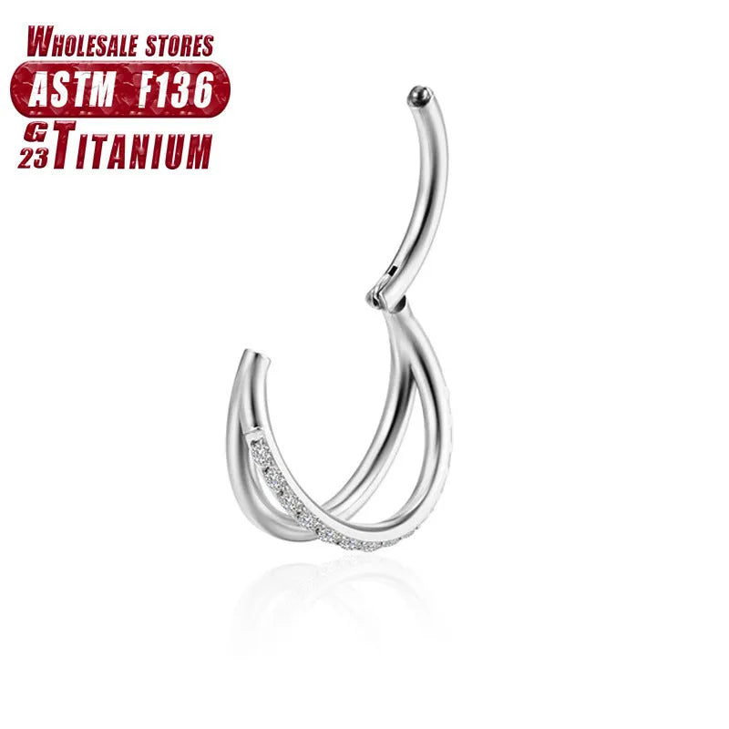 Titanium alloy nose ring body jewellery showing colour options and size variations