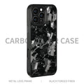 Metal frame carbon fibre phone case with forged pattern and magnetic attachment for iPhone 17