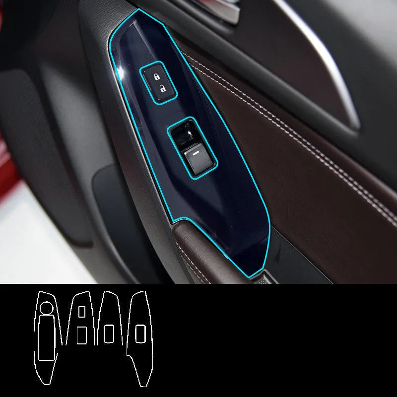 Set of four TPU protective films for a 14-19 car door control panel and glass switch