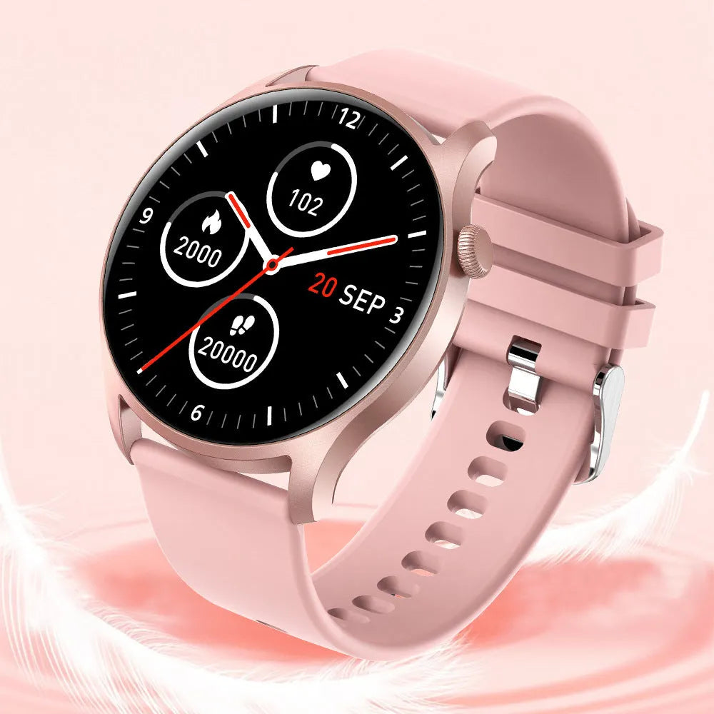 Bluetooth smart watch with heart rate and blood pressure monitoring on a silicone wristband