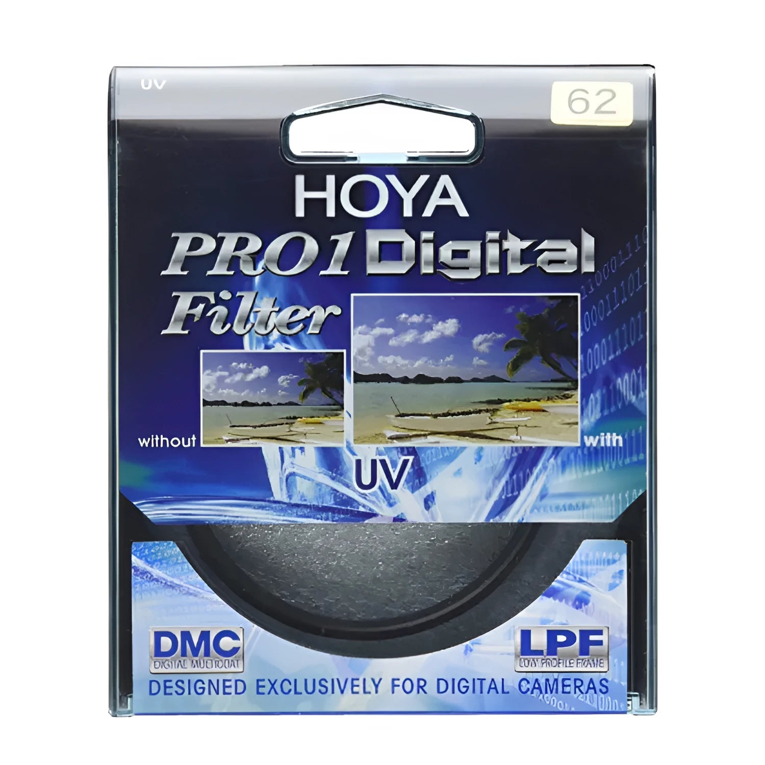 Black circular camera filter protector lens cap for multiple bayonet sizes on a camera lens.