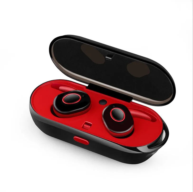 Wireless Bluetooth sports earbuds in black, green, red, and white colours showing in-ear design.