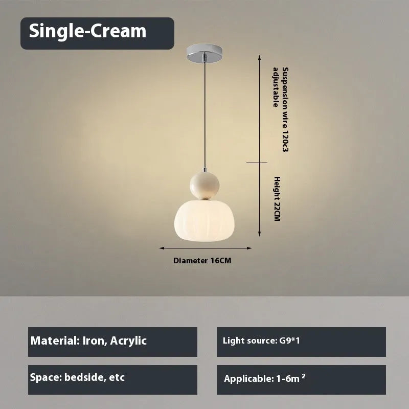 Nordic pumpkin-shaped alloy chandelier for ceiling mounting in a bedroom or dining room.