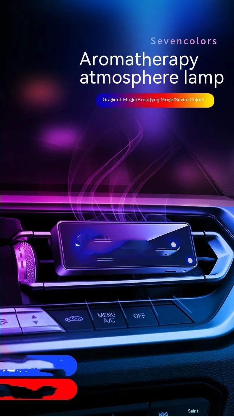 Black LED car air outlet perfume with ambient lighting and fragrance sticks
