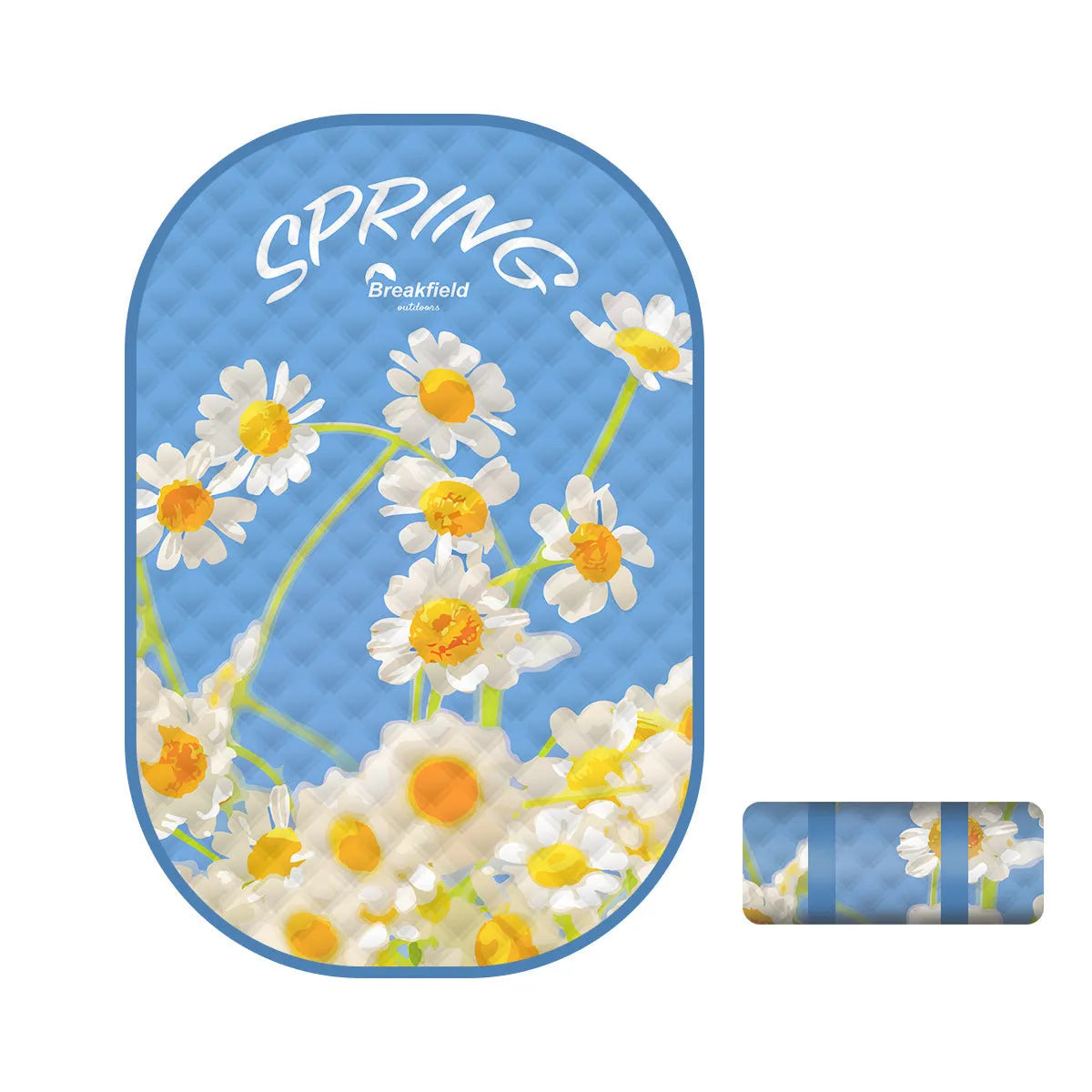 Waterproof picnic mat for 4-8 people showing seasonal colour options and moisture-proof backing