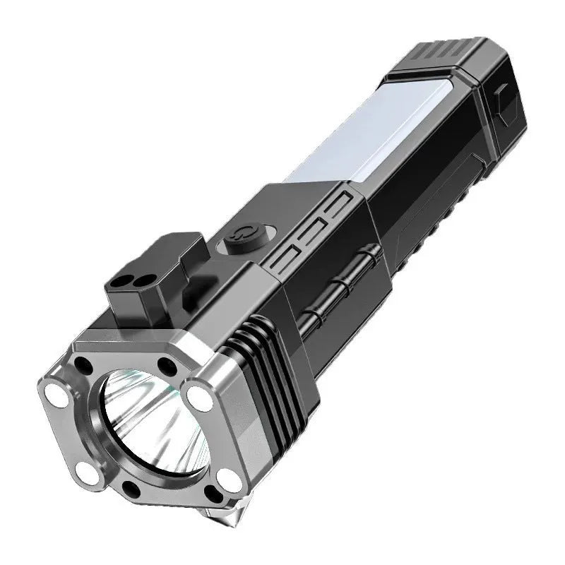 Silver portable power bank LED emergency work light torch with plastic shell.