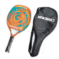 Beach tennis racket in blue with carbon fibre frame and EVA foam core, 45-47cm length, 360g weight