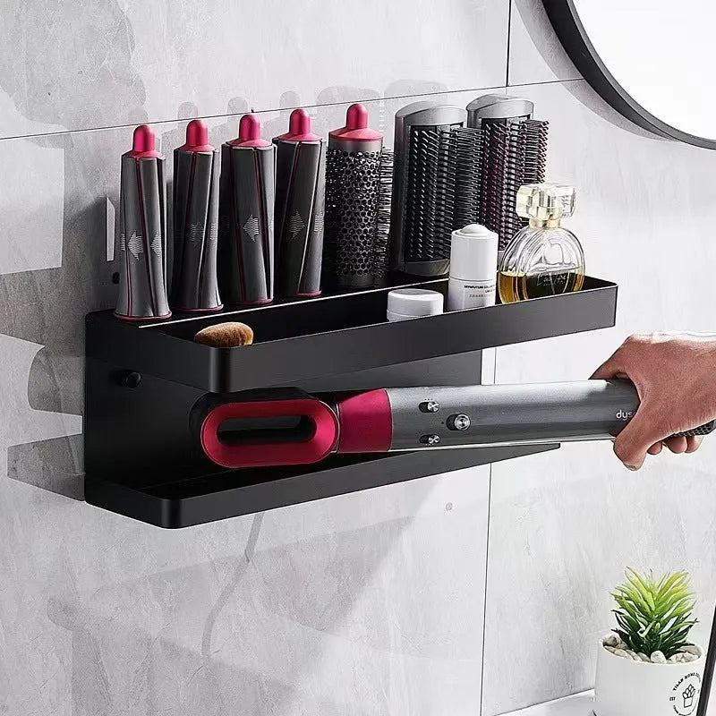 White double-layer aluminium bathroom storage rack with wave-shaped design for Marcel wavers