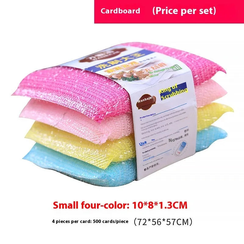 Fine stripe scrubbing mop sponge in macaron mixed colours measuring 12cm for dishwashing