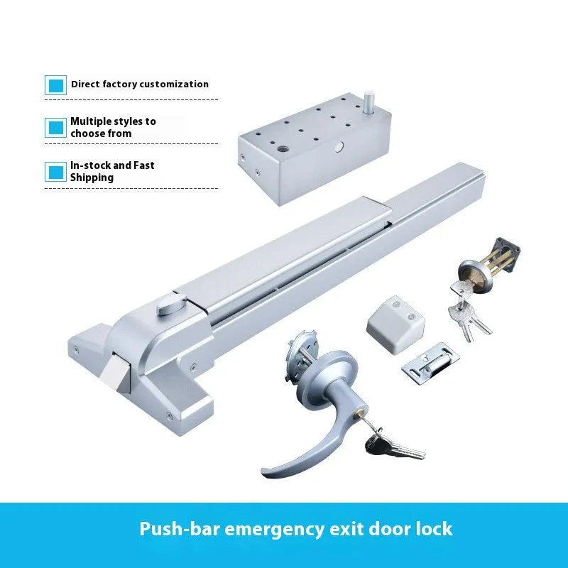 Stainless steel fireproof door push lock with external handle for 65cm single doors