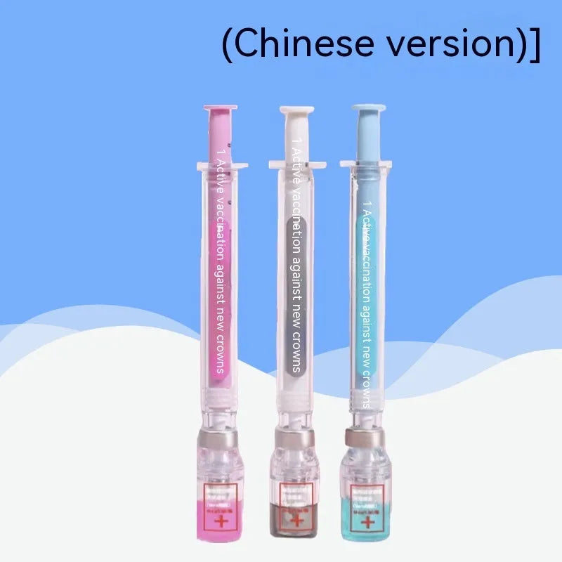 Creative vaccine design gel pen with black 0.5mm refill and plastic barrel