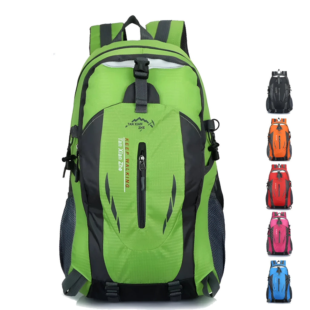 Large square-section travel backpack in Oxford cloth with double straps and soft handle