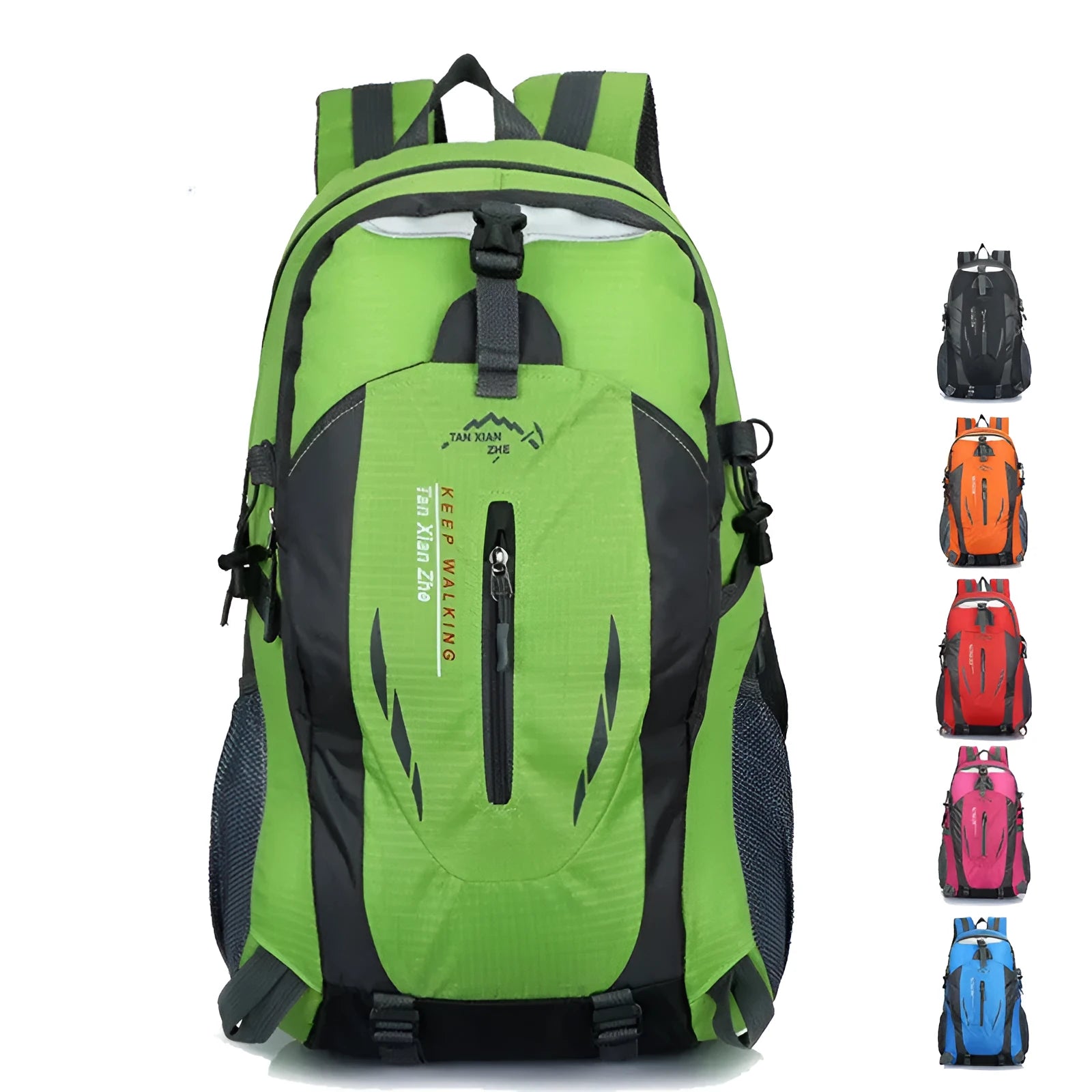 Large square-section travel backpack in Oxford cloth with double straps and soft handle