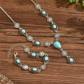 Alloy geometric retro jewellery set with grid pattern earrings necklace bracelet