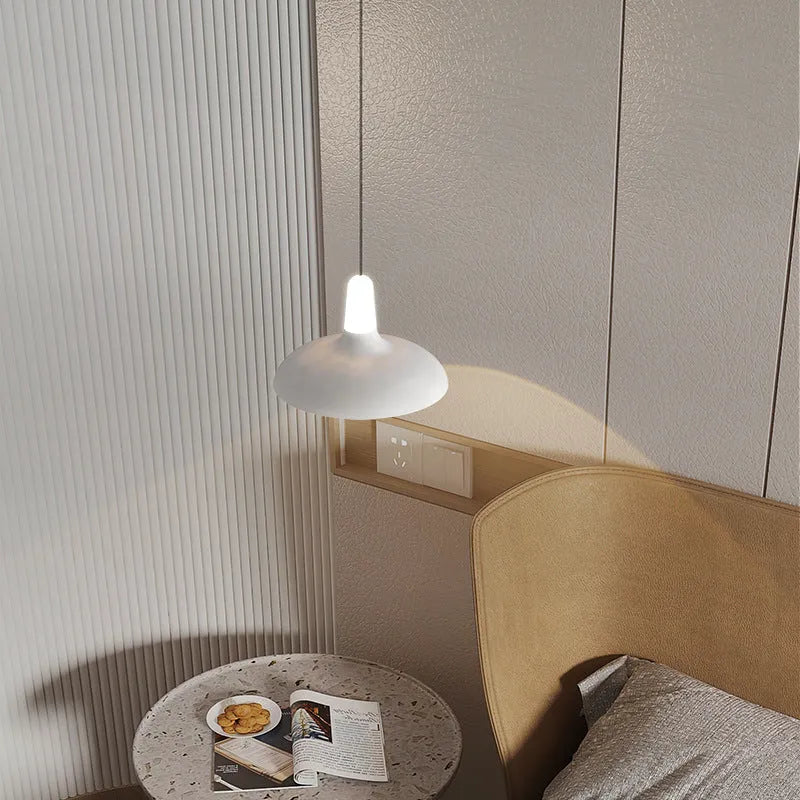 Modern adjustable bedside pendant light in Nordic minimalist design with three light colour options