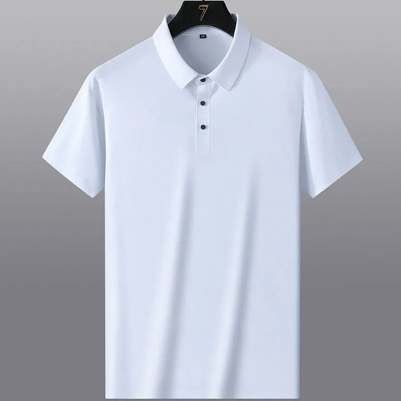 Non-ironing solid colour men's short sleeve business casual shirt on a hanger