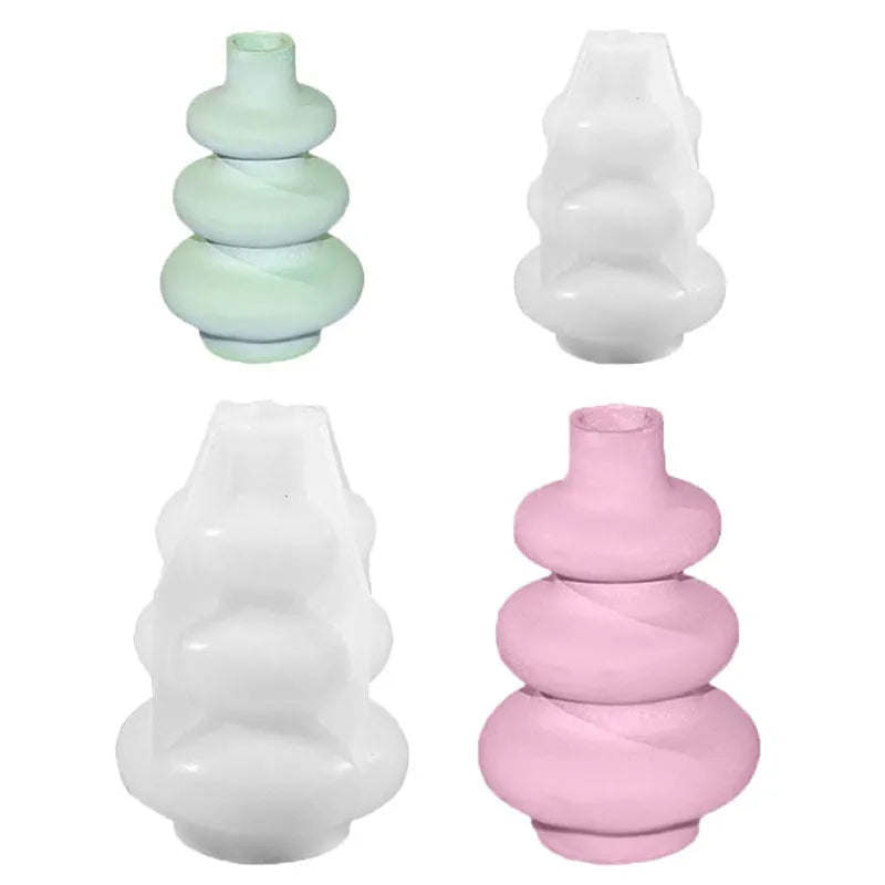 Three layer circular vase silicone mould for resin crafts and baking in large and small sizes