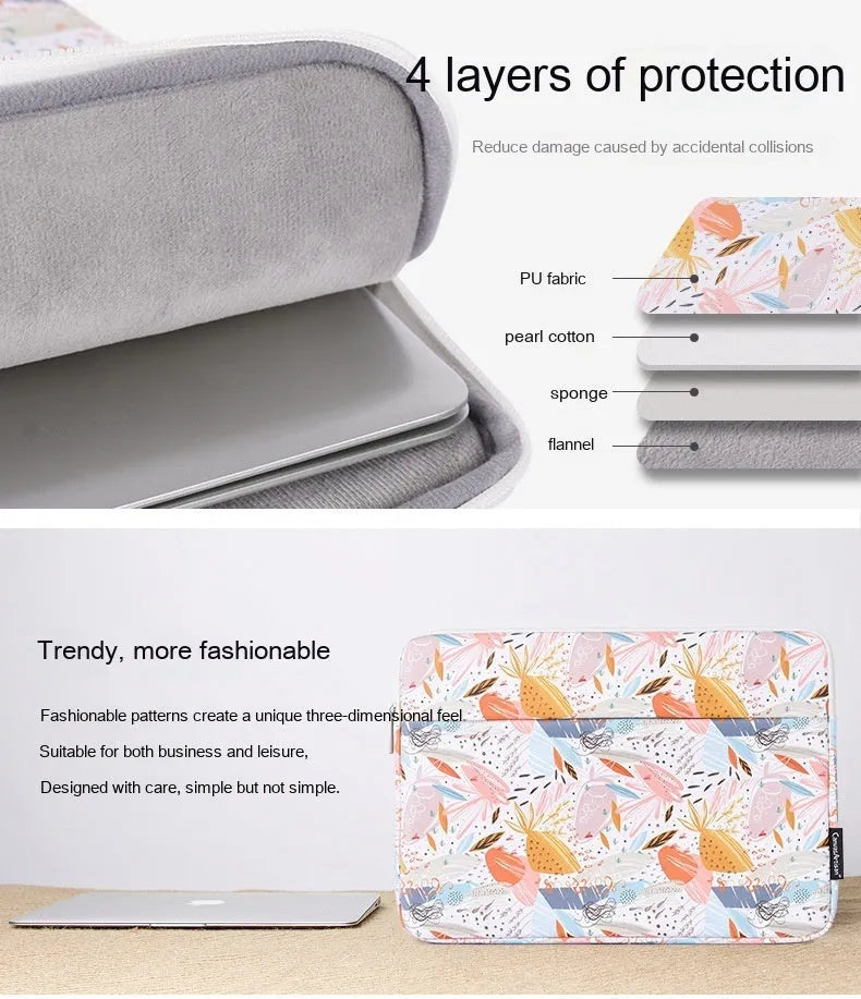White waterproof laptop inner bag sleeve for 14-inch computers made from PU leather.